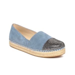 Blue and sparkle suade espadrilles steve madden